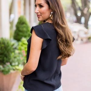 Black Ruffle Sleeve Top
